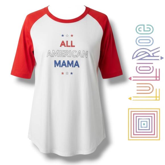 LuLaRoe Women’s Medium Red White Blue Patriotic Graphic Tee “All American Mama” - Picture 8 of 9
